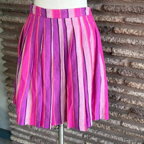 Tommy Hilfiger Pink Purple Purple Linen Blend Pleated Mini Skirt Size 8 - Picture 6 of 7